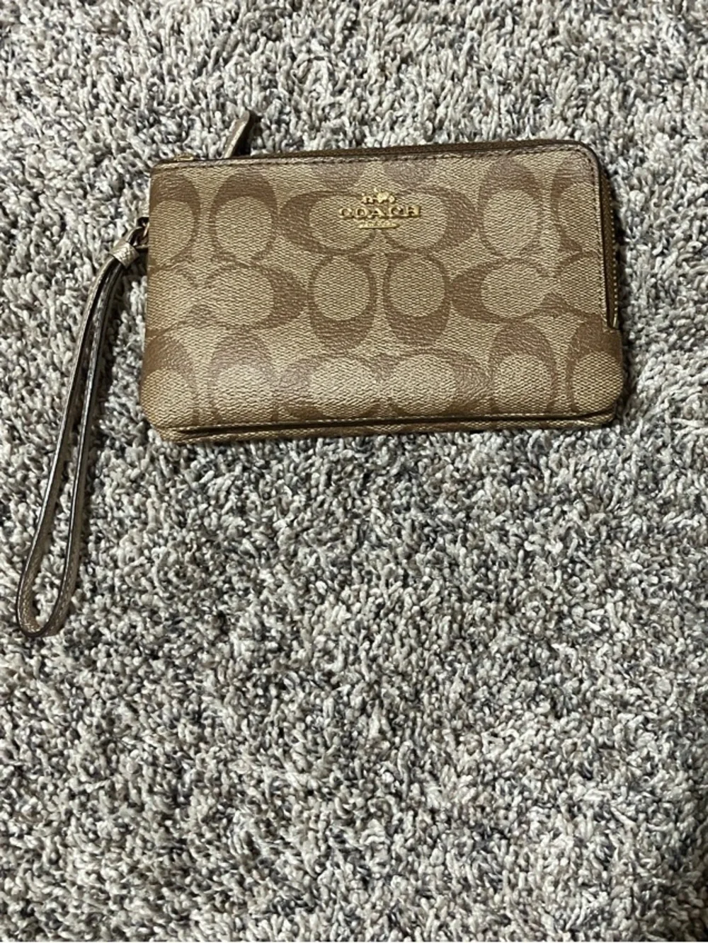 Coach Brown Khaki Signature Canvas Wristlet